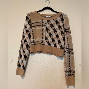 FCT Plaid Patterned Tan Sweater Size L